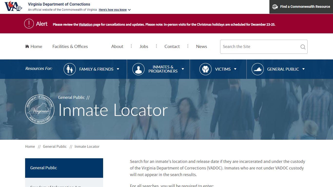 Inmate Locator — Virginia Department of Corrections